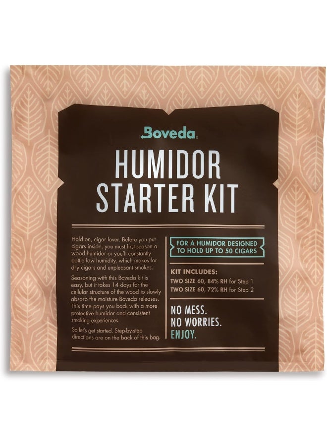 Boveda مجموعة أدوات بدء تشغيل صندوق التبغ: صندوق خشبي لتتبيل التبغ مع التحكم في الرطوبة ثنائي الاتجاه | يتضمن (2) من كل حجم 60 بافيدا 84% رطوبة و 72% رطوبة | 1-عدد - Image 2